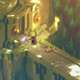 Tunic's hero crosses a stone bridge in a mysterious forest.